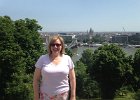 Lynne posing on the walk up to Buda Castle
