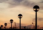 Globe street lamps at Thames Barrier